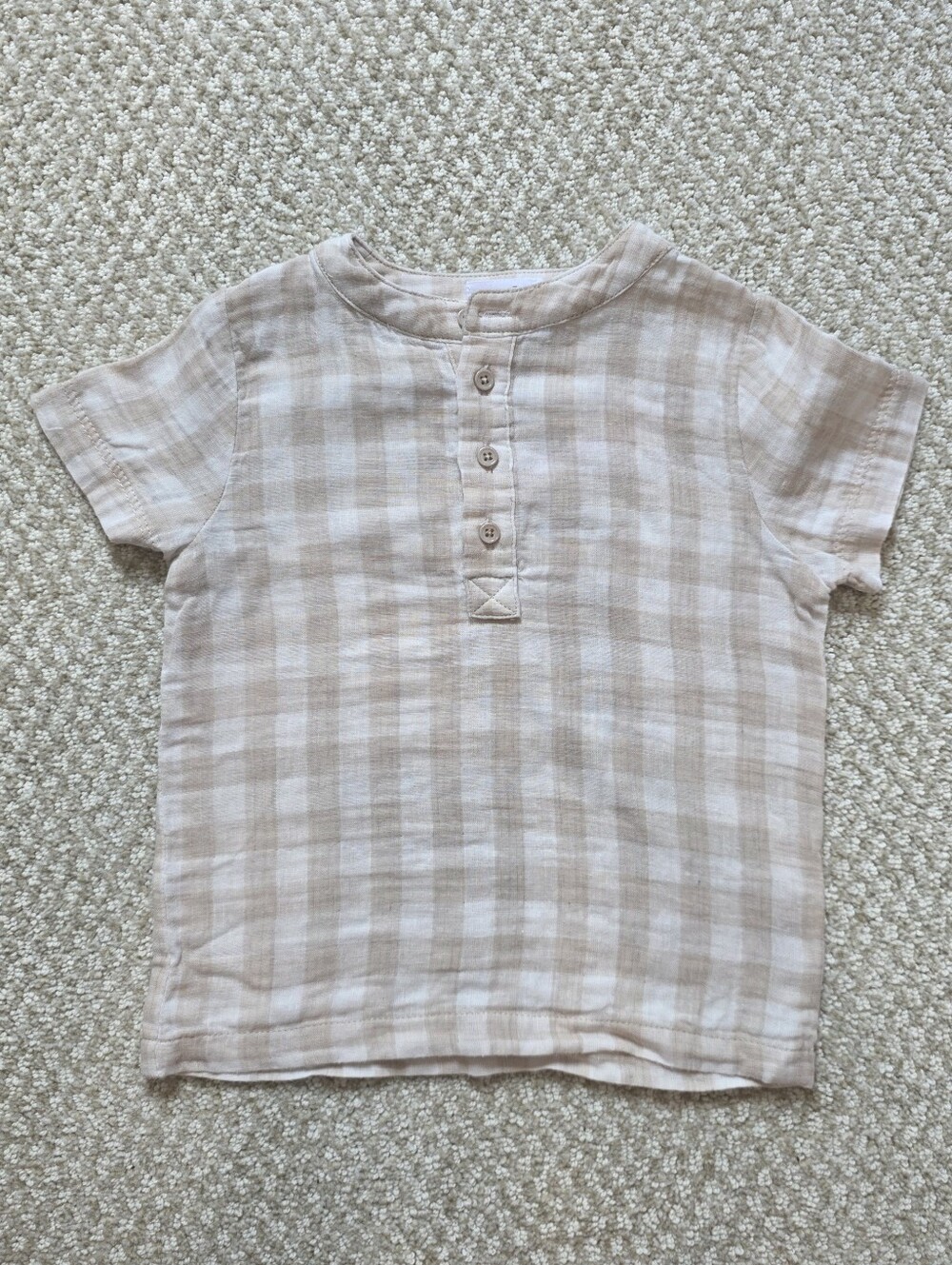 Motu Tan And White Gingham Shirt
